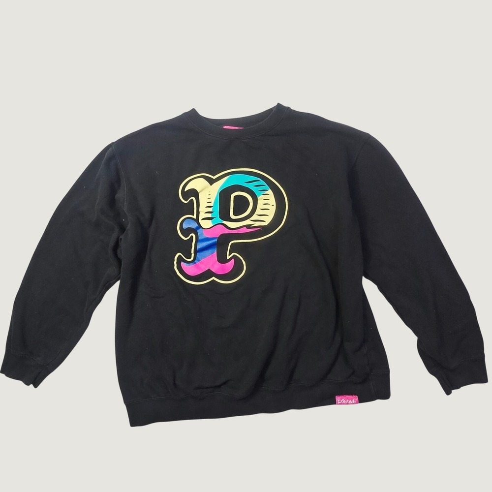 Pink Dolphin Men's XXL Sweatshirt Black Large P Logo Pullover Crewneck H19
